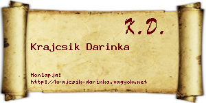 Krajcsik Darinka névjegykártya